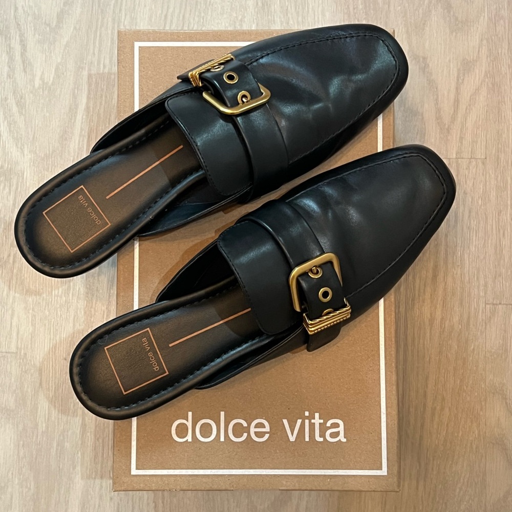 Dolce Vita Black Leather Santel Mule
